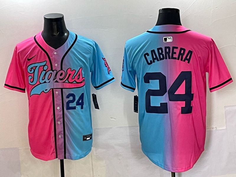 Men 2025 Detroit Tigers #24 Cabrera Blue pink Game Nike MLB Jersey style 05->detroit tigers->MLB Jersey